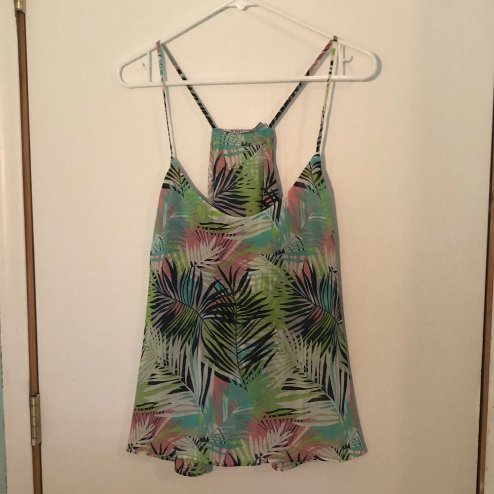 XL tropical spaghetti strap tank top